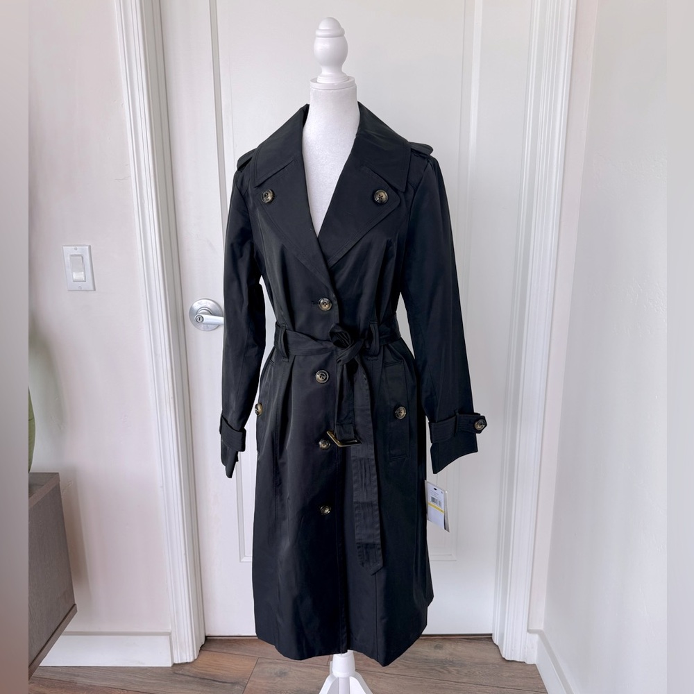 London Frog Maxi Trench Coat Black Size Medium
